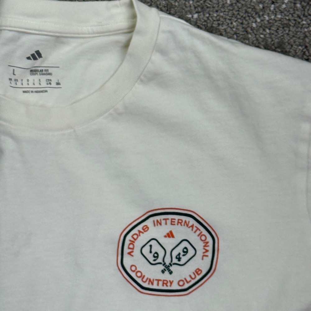 Adidas International Country Club Graphic T Shirt White Large Back Logo Tee L